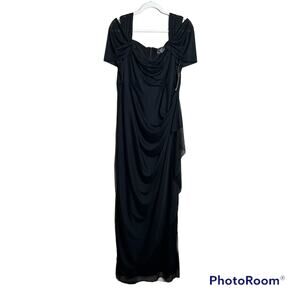 Alex Evenings Scoop Neck Long Sheath Dress Gathered Side Plus Size 16W NWT
